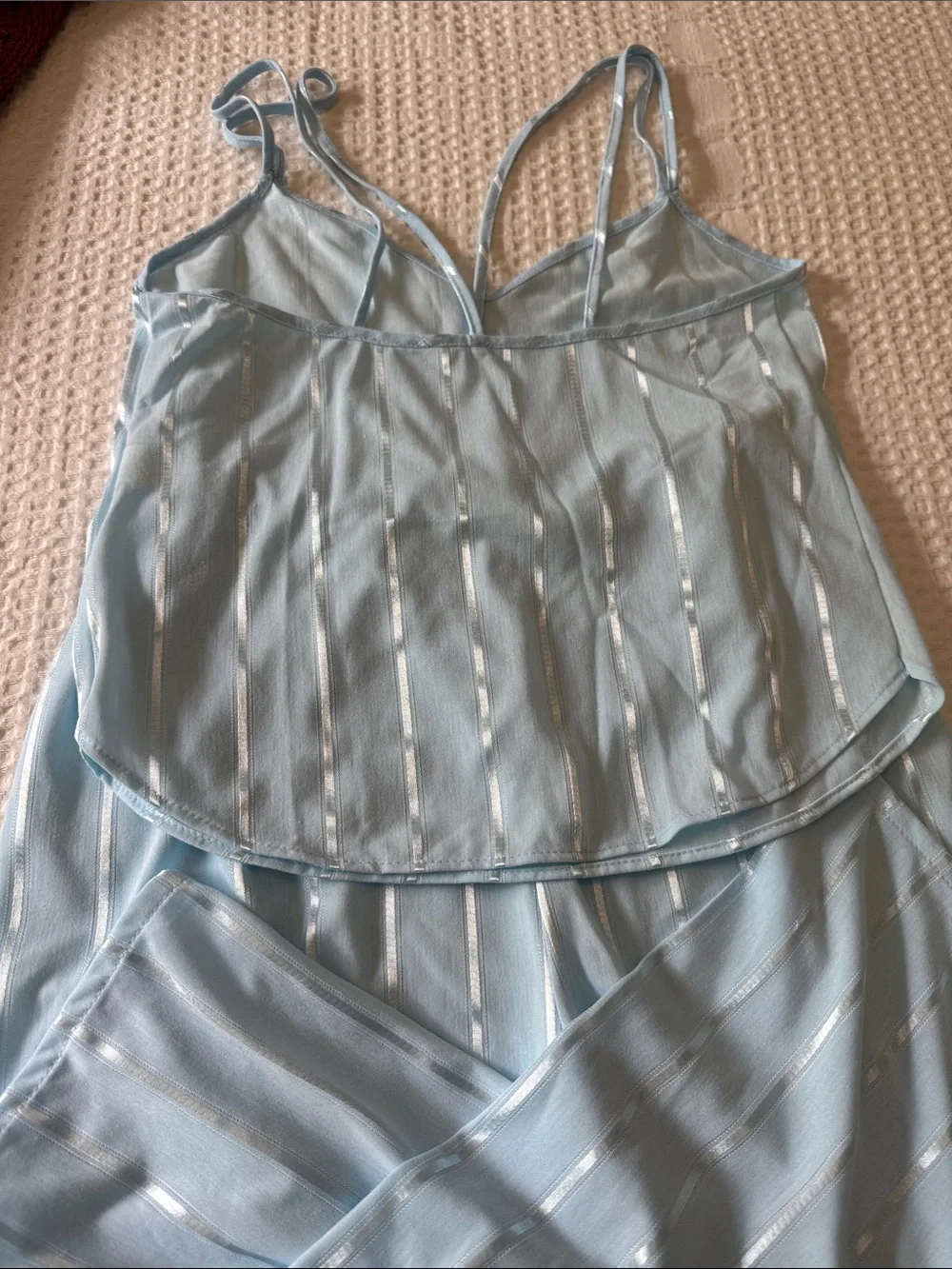 Petra Fashions Light Blue Satin Loungewear Set